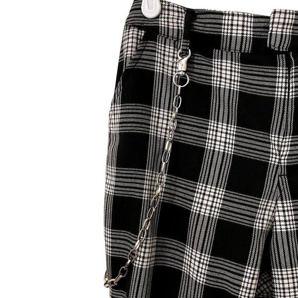 Hot Top black and white checkered pants business casual pockets chain trendy - Picture 3 of 5